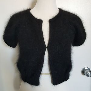 LOFT Short Sleeved Black Angora Sweater Size XS